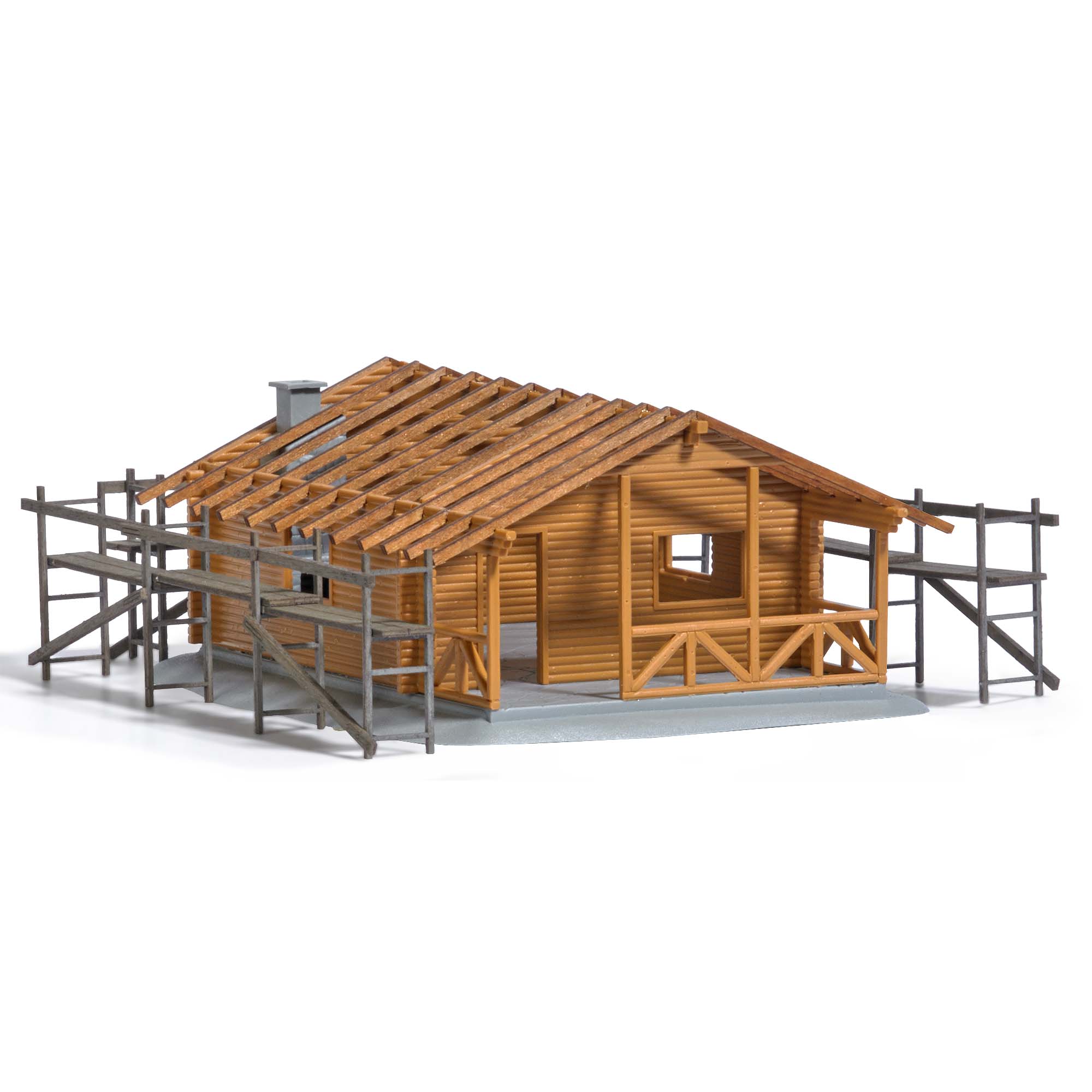 1855 Blockhütte im Bau