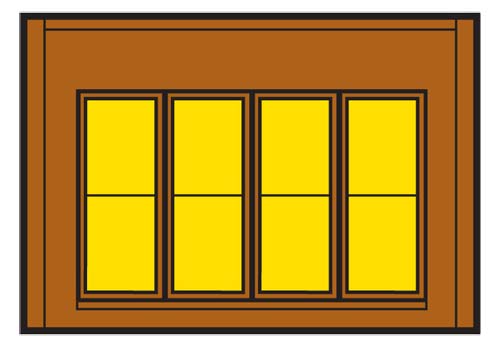 DPM30147 Single Story Window Wall, 4 St.