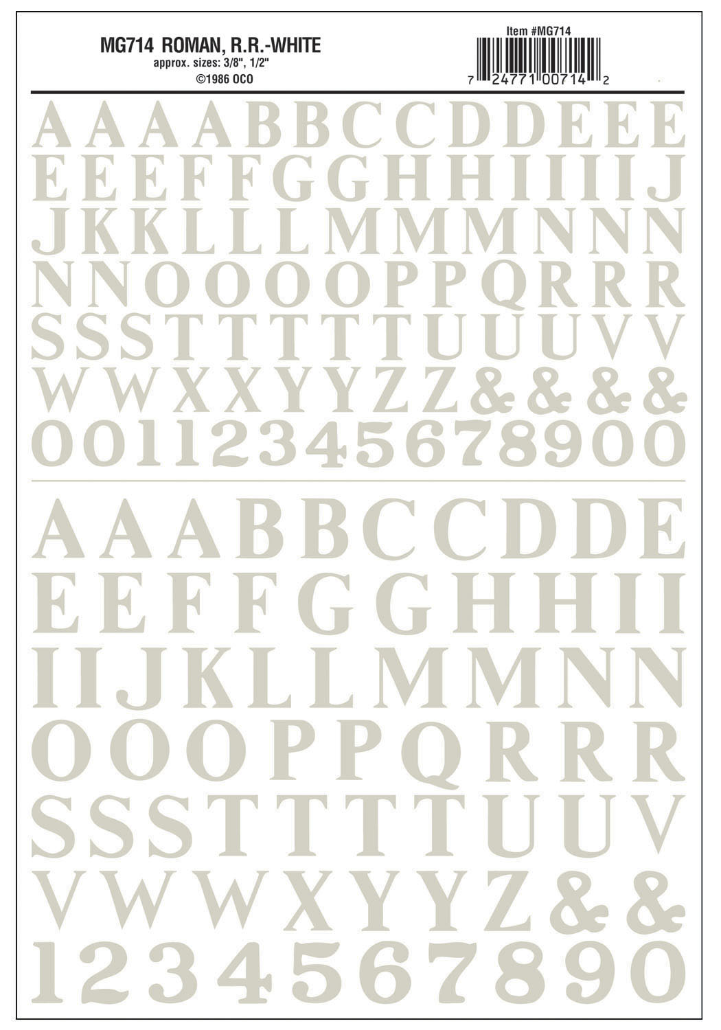 WMG714 Aufreibezahlen &-Buchstaben, weiß