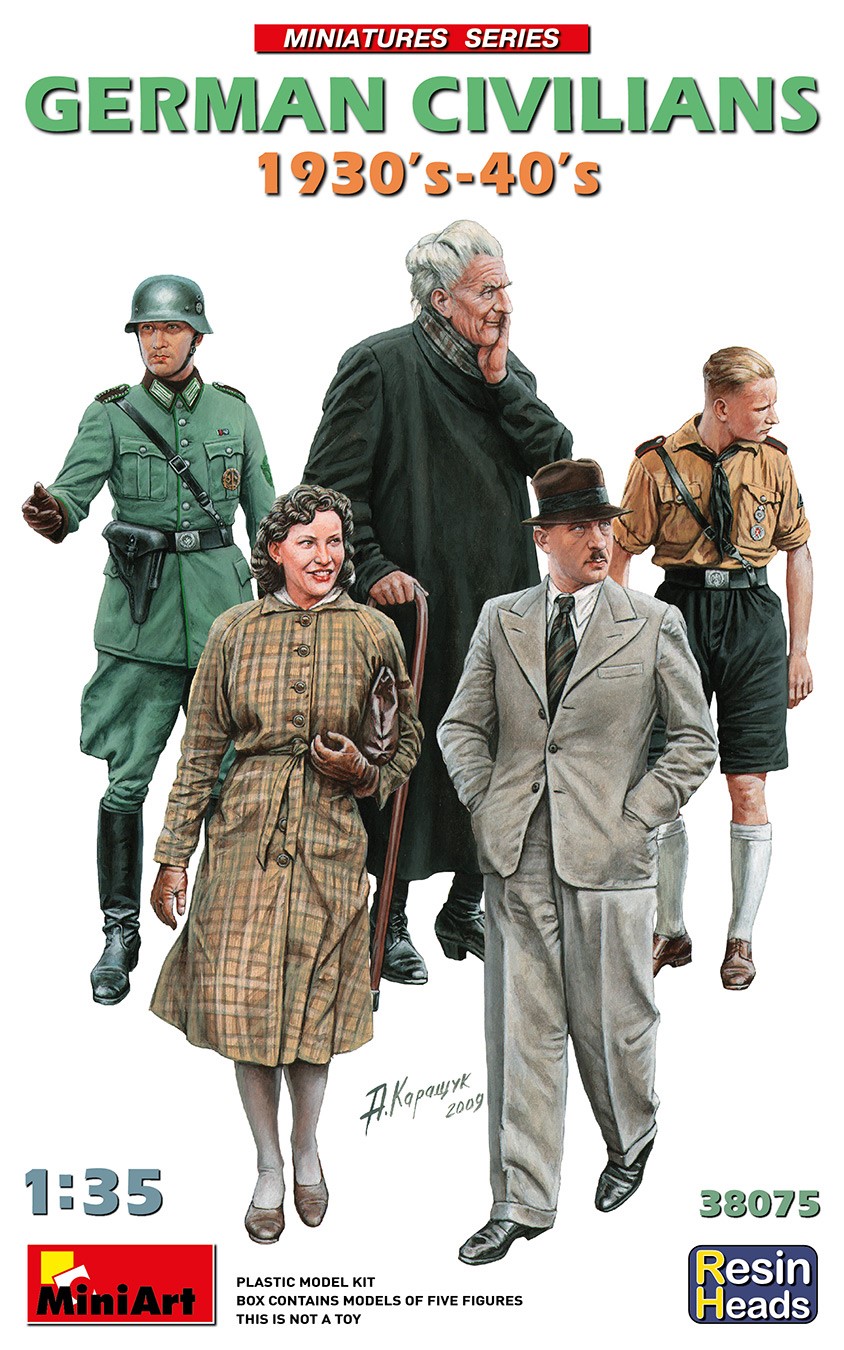 38075 German Civilians 1930-40s. Resin Heads