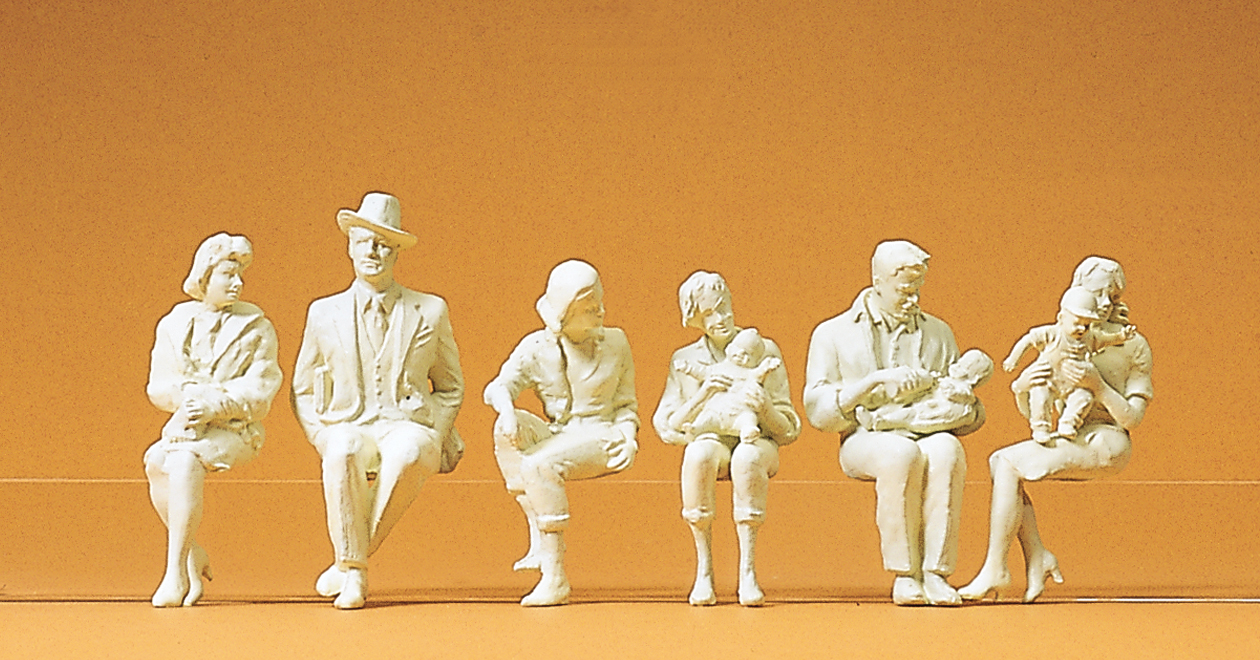Preiser 45179 Sitzende Personen. 6 unbemalte Figuren.