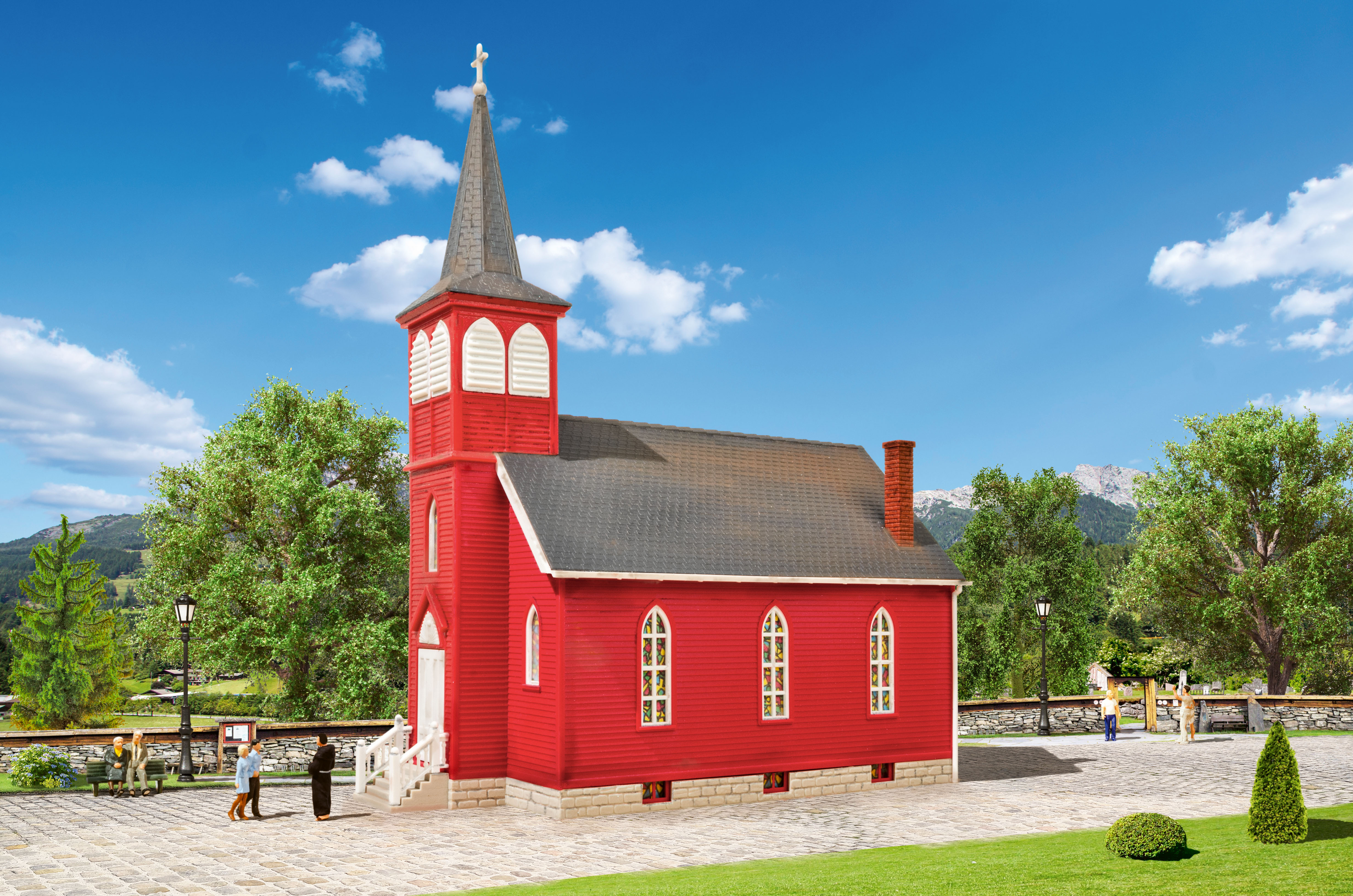 Kibri 38845 H0 Landkirche mit LED-Beleuchtung