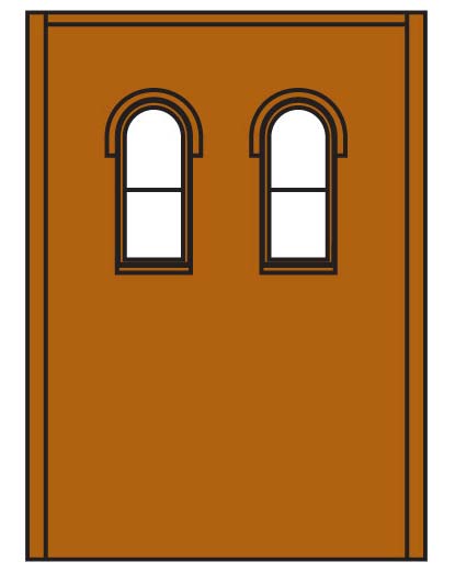 DPM30109 Two-Story Arched Two Window Wall, 4 St.