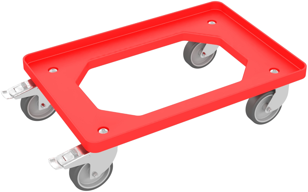 60621 Transportroller rot mit Gummirädern