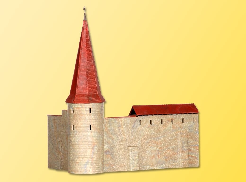 38915 Stadtmauer mit Rundturm in Weil