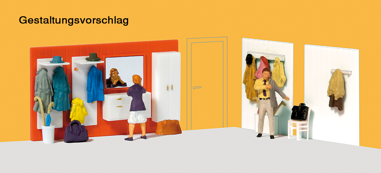 Preiser 10658 Beim Anziehen. Garderobeneinrichtung