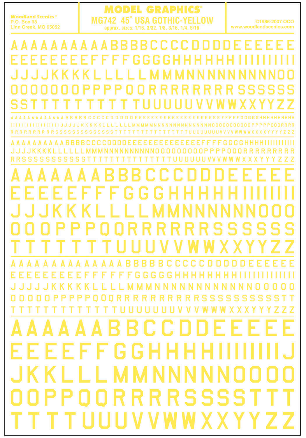 WMG742 Buchstaben amerikanischer Typ, gelb