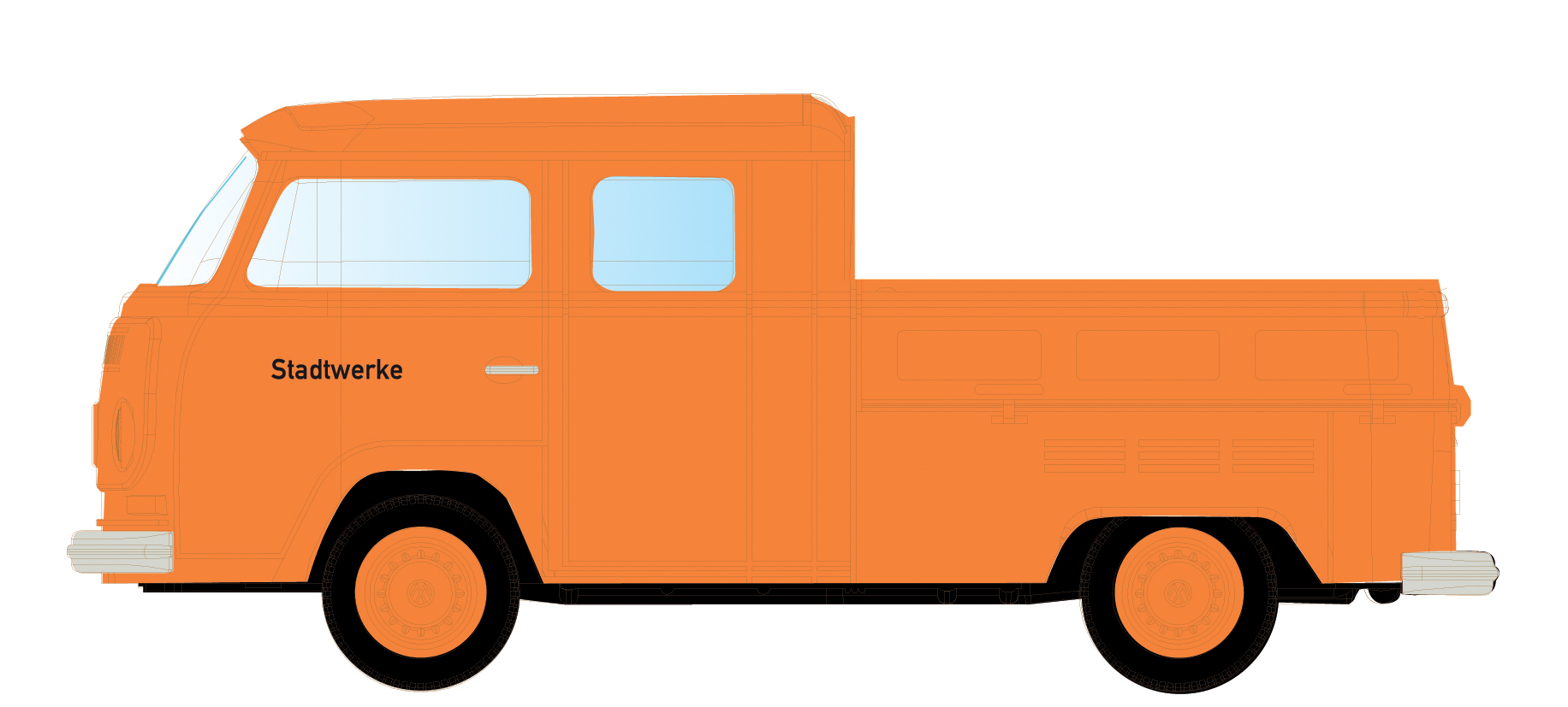 3961 VW T2 DoKa Stadtwerke