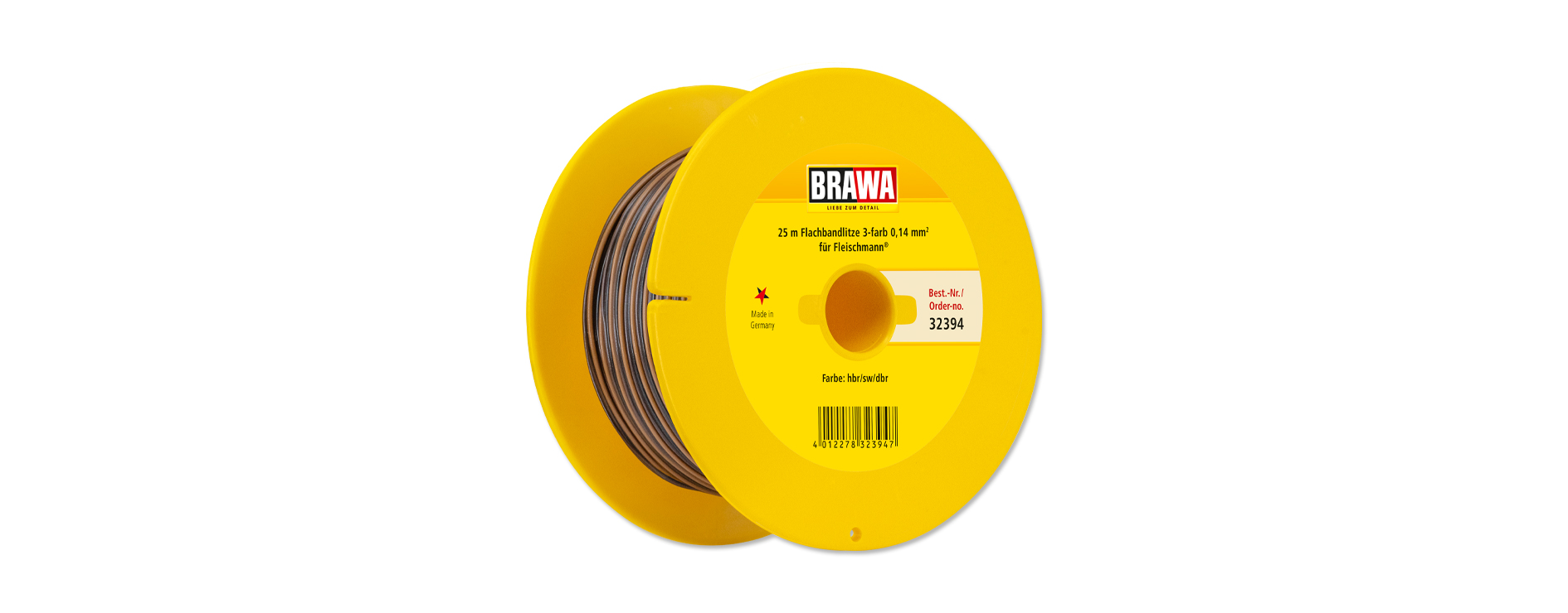 32394 Flachbandlitze 0,14mm 25m Hellb./sch./b.