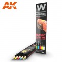 Modellbau AK-10045 Weathering Pencils: BASIC COLORS 