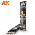 Modellbau AK-10046 Weathering Pencils Set Metallics Effects 