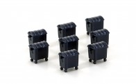 Lemke Minis 46001 8er Set Mülltonnen, groß, schwarz 