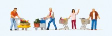 Preiser 10722 Kunden mit Einkaufswagen 