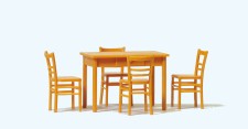 Preiser 65809 Tisch, 4 Stühle. Materialfarbe 