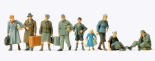 Preiser 72537 Flüchtlinge. 9 unbemalte Miniaturfiguren 