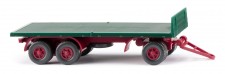 Wiking 044702 3a Flachpritschen-Anhänger grün 