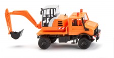 Wiking 064704 Unimog mit Bagger kommunal