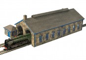 Scenecraft 44-0157B Two Road Stone Engine Shed - Blue 