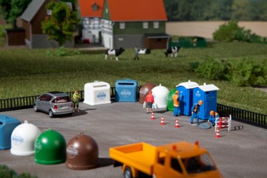 Auhagen 42593 Mobiltoiletten, Recyclingcontainer 