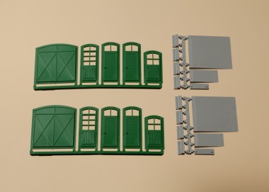 Auhagen 80250 Tore und Türen grün, Stufen, Rampen 