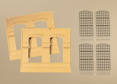 Auhagen 80604 Wände 2326B gelb mit Industriefenster 