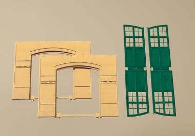 Auhagen 80605 Wände 2326A gelb mit Tore I grün 