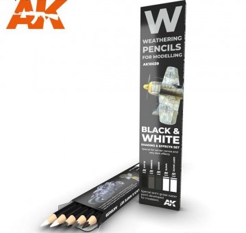 Modellbau AK-10039 Watercolor Pencil Set Black and White 