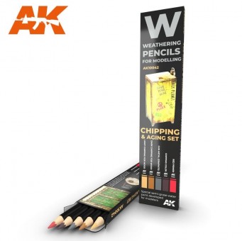 Modellbau AK-10042 Watercolor Pencils Set Chipping & Aging 