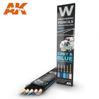 Modellbau AK-10043 Watercolor Pencils Set Grey & Blue 