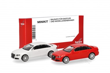 Herpa 014144 MiniKit: Audi A4 Limousine weiß/rot	 