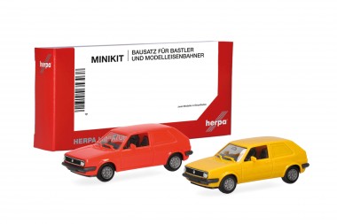 Herpa 014281 MiniKit: 2x VW Golf II Kasten rot/gelb 
