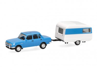 Herpa 028585-002 Wartburg 353 `82 mit Qek himmelblau 