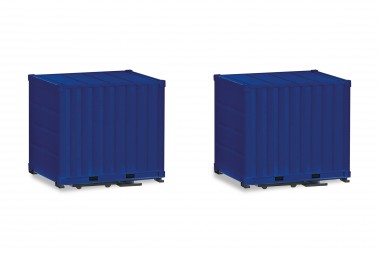 Herpa 053594-003 10ft Container mit Platte ultramarinbla 