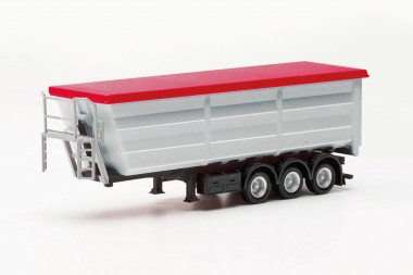 Herpa 077057-002 Stahlmuldenauflieger silber/Plane rot 