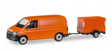 Herpa 093071 VW T6 Kasten mit Planen-Anhänger orange 