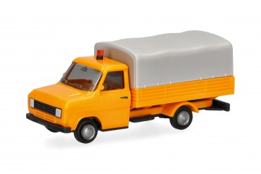 Herpa 099523 (Basic) Ford Transit Pritsche/Plane oran 