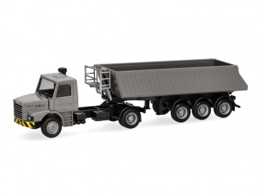 Herpa 319713 Scania Hauber Kipp-SZ grau/gelb 