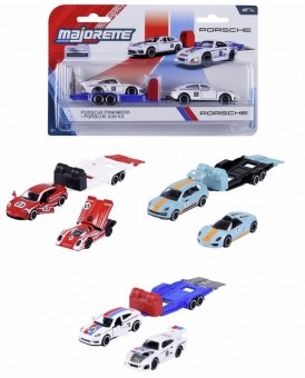 Majorette 8502103001 Porsche Deluxe Trailer, 3-sort. 