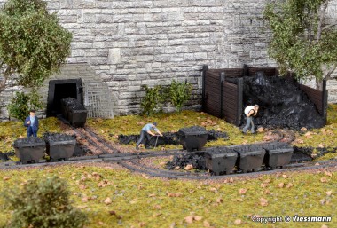 Kibri 39853 Deko-Set Kohlewagen, Weiche, Schienen 