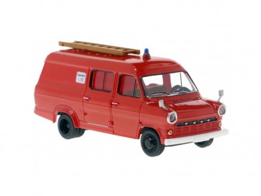 Brekina 34161 Ford Transit MKI Halbbus rot/weiß 
