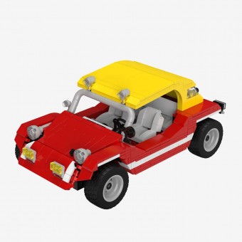 BlueBrixx 108384 Roter Buggy mit gelbem Dach 