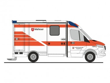 Rietze 76122 MB Sprinter System Strobel Malteser Magd 