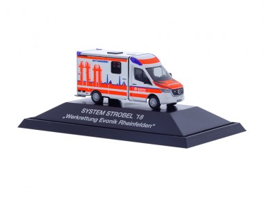 Rietze 76126 MB Sprinter Strobel RTW Evonik Rheinfeld 
