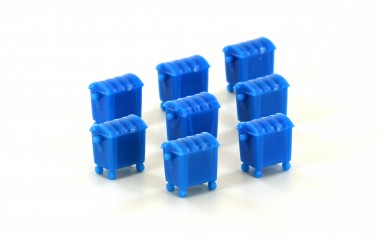 Lemke Minis 46002 8er Set Mülltonnen, groß, blau 