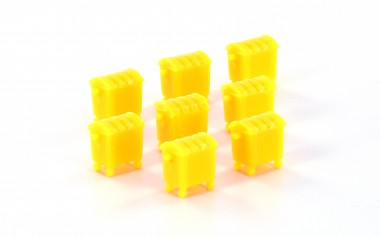 Lemke Minis 46003 8er Set Mülltonnen, groß, gelb 