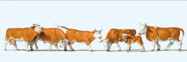 Preiser 10146 Kühe, braun gefleckt 