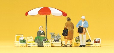 Preiser 10337 Sitzende Marktfrau. Kunden. Zubehör 