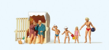 Preiser 10438 Paar im Strandkkorb, spielende Kinder 