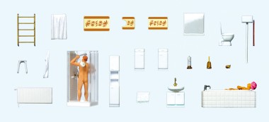 Preiser 10631 Ehepaar im Bad. Badezimmereinrichtung 