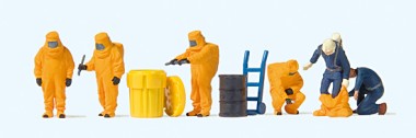 Preiser 10732 Feuerwehrmänner.Oranger Vollschutzanzug 